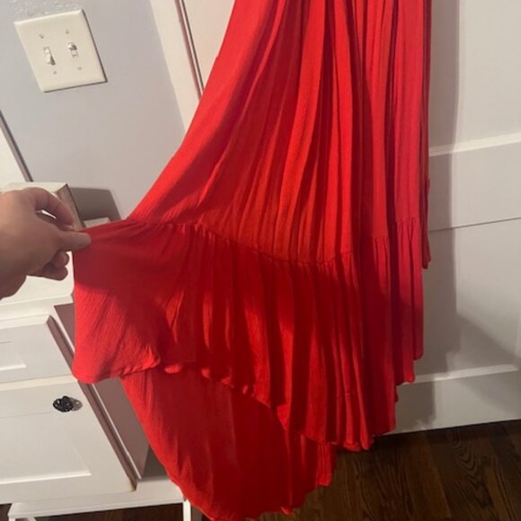 Handkerchief Drape Halter Dress - Orange - Picture 3 of 9